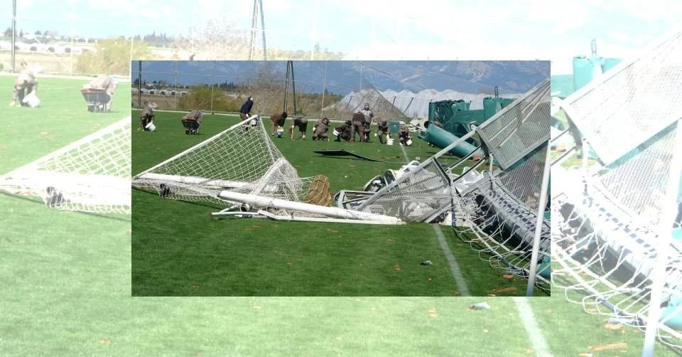 ANTALYA’DA HORTUM 5 YILDIZ OTELLERİN FUTBOL SAHALARINI VURDU