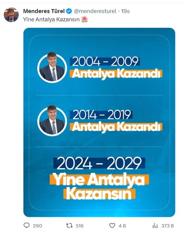 MENDERES TÜREL’DEN ADAYLIK SİNYALİ.. ‘NEREDE KALMIŞTIK ANTALYA’